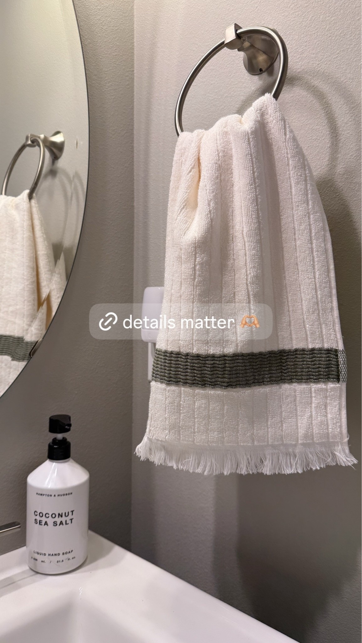 This hand towel is so pretty in our half bath 😍 I love this color and the fringe detail on the bottom @Target 

#home #target #bathroom #handtowel #targethome

#LTKHome #LTKmomlife #LTKdayinmylife