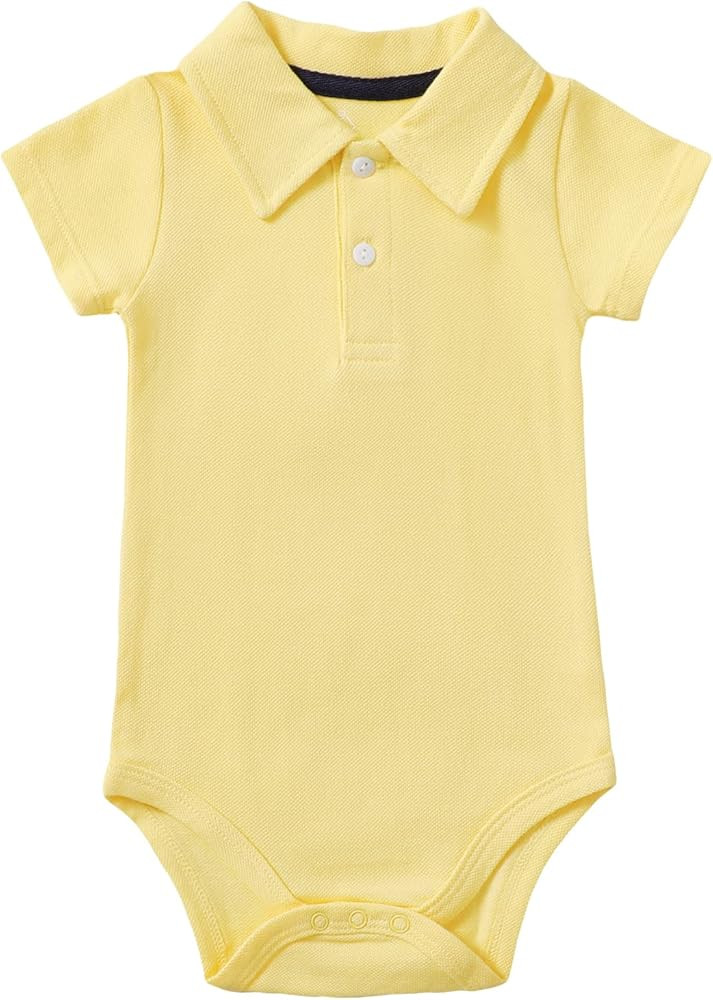 ROMPERINBOX Newborn Baby Boy Collared Onsies Polo Shirt Bodysuit Pique Solid Color Mesh Bubble Sh... | Amazon (US)