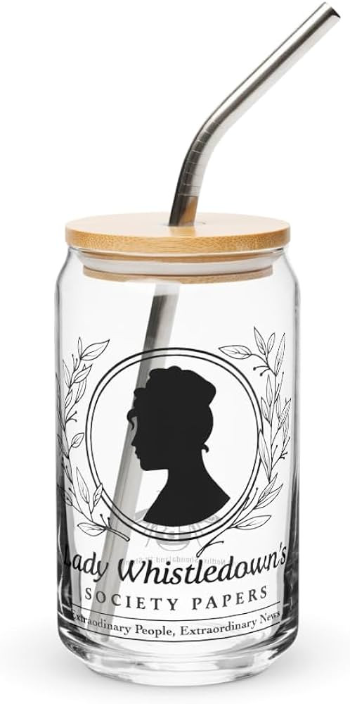 Bridgerton Lady Whistledown 16oz (473 ml) Can-Shaped Glass with Bamboo Lid and Straw – Official... | Amazon (US)