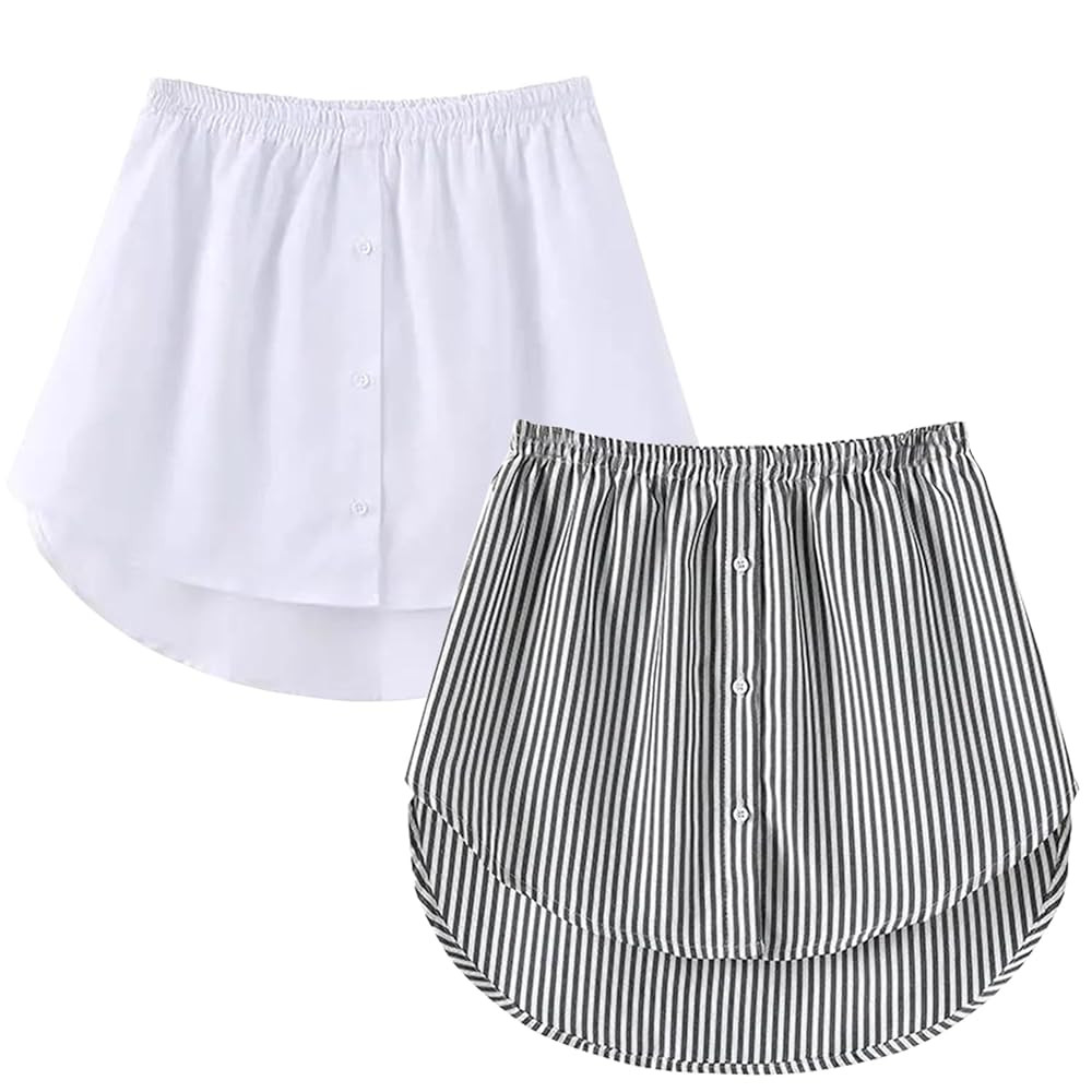 OBBUE Women's 2 Pcs Mini Adjustable Shirt Extender Removable Layering Half Length Underskirt with... | Amazon (US)