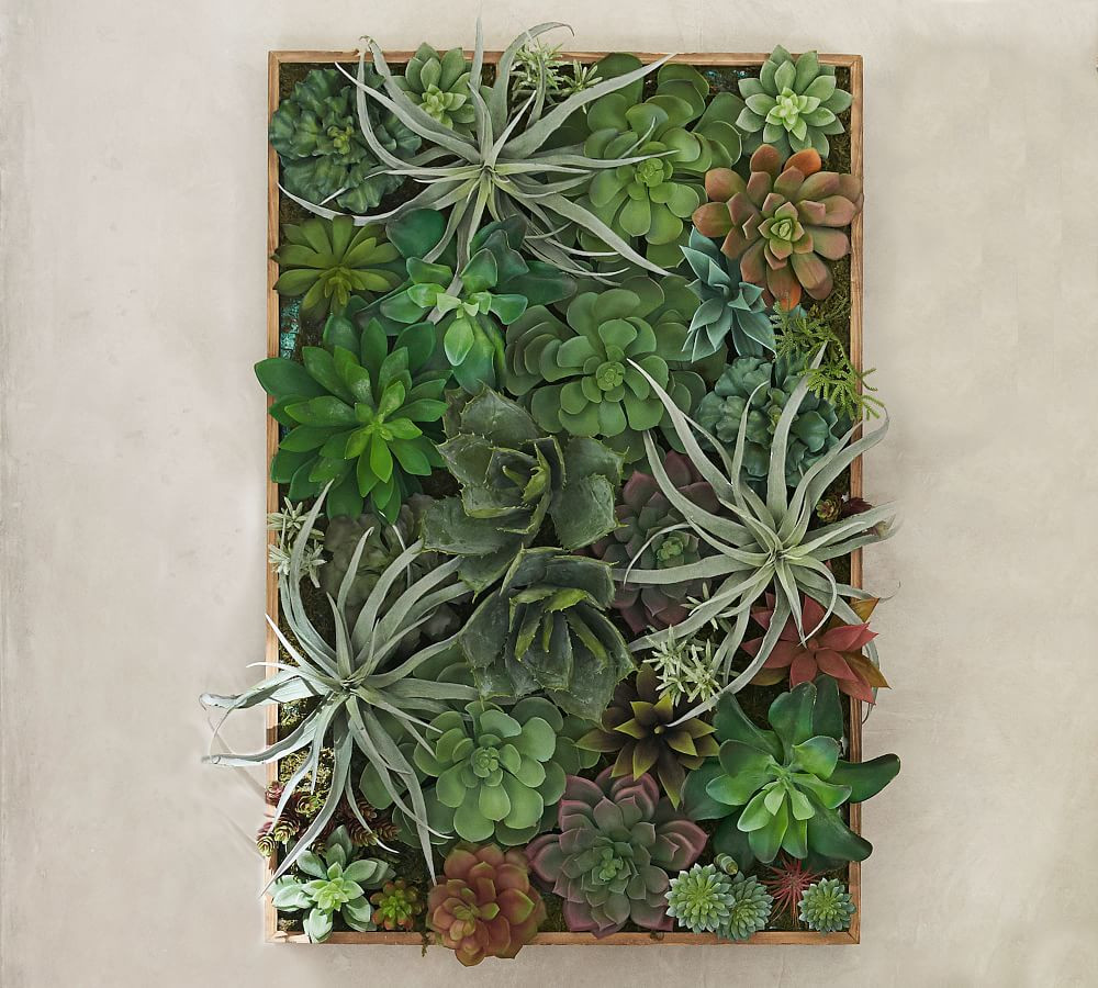 Faux Succulent Wall Art, Green - Large | Pottery Barn (US)
