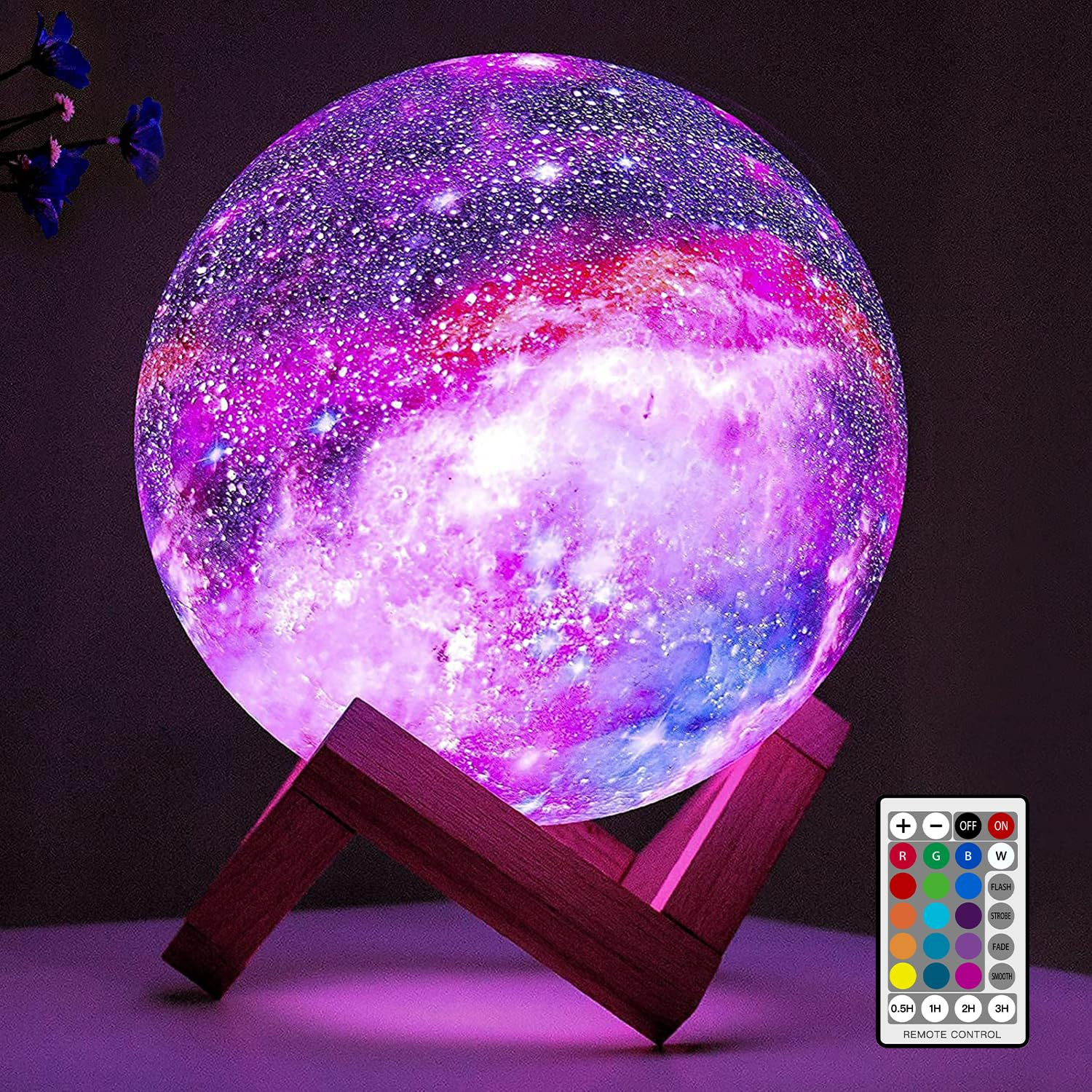 BRIGHTWORLD Moon Lamp Galaxy Lamp 5.9 inch 16 Colors LED 3D Moon Light, Remote & Touch Control Moon Night Light Gifts for Girls Boys Kids Women Birthday | Amazon (US)