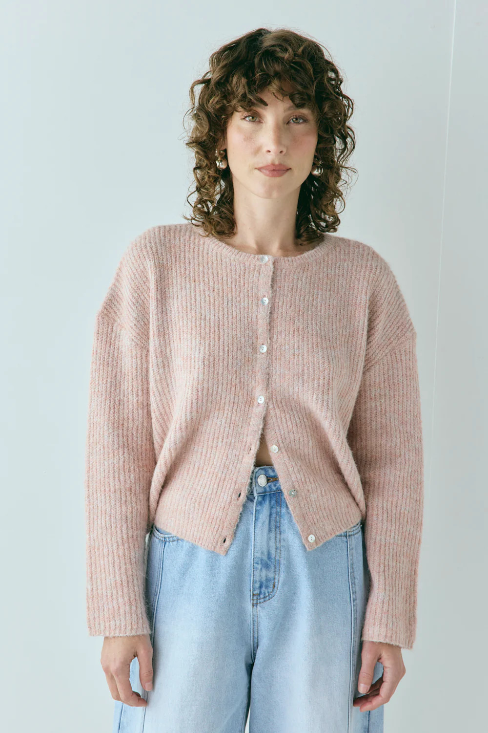 Sefa Knit Cardigan Baby Pink Marle | VRG Grl