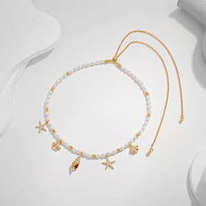 LILIE&WHITE Sea Shell Necklace For Women With Trendy Charms Summer Beach Beaded Necklace Shell St... | Amazon (US)