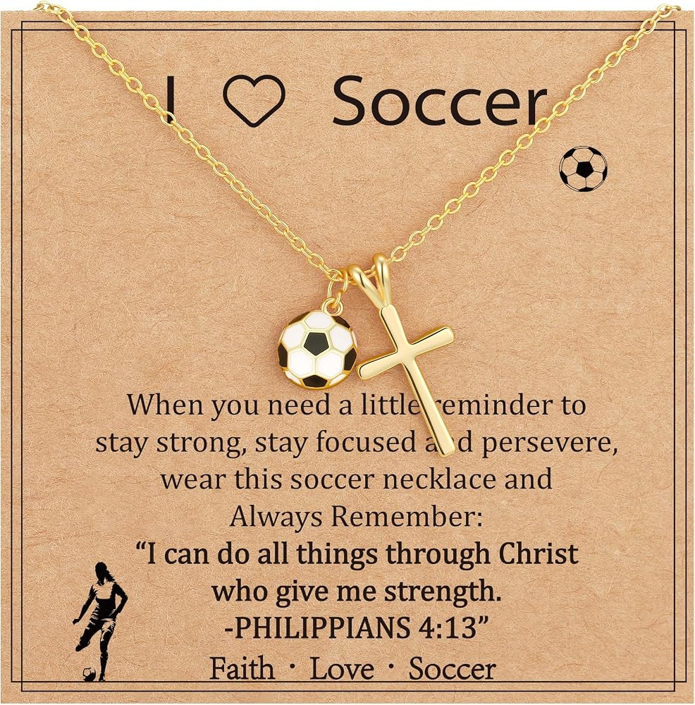 Gnamy Softball/Volleyball/Basketball/Soccer Necklace for Teen Girls Women, Gold/Silver Cross Pend... | Amazon (US)
