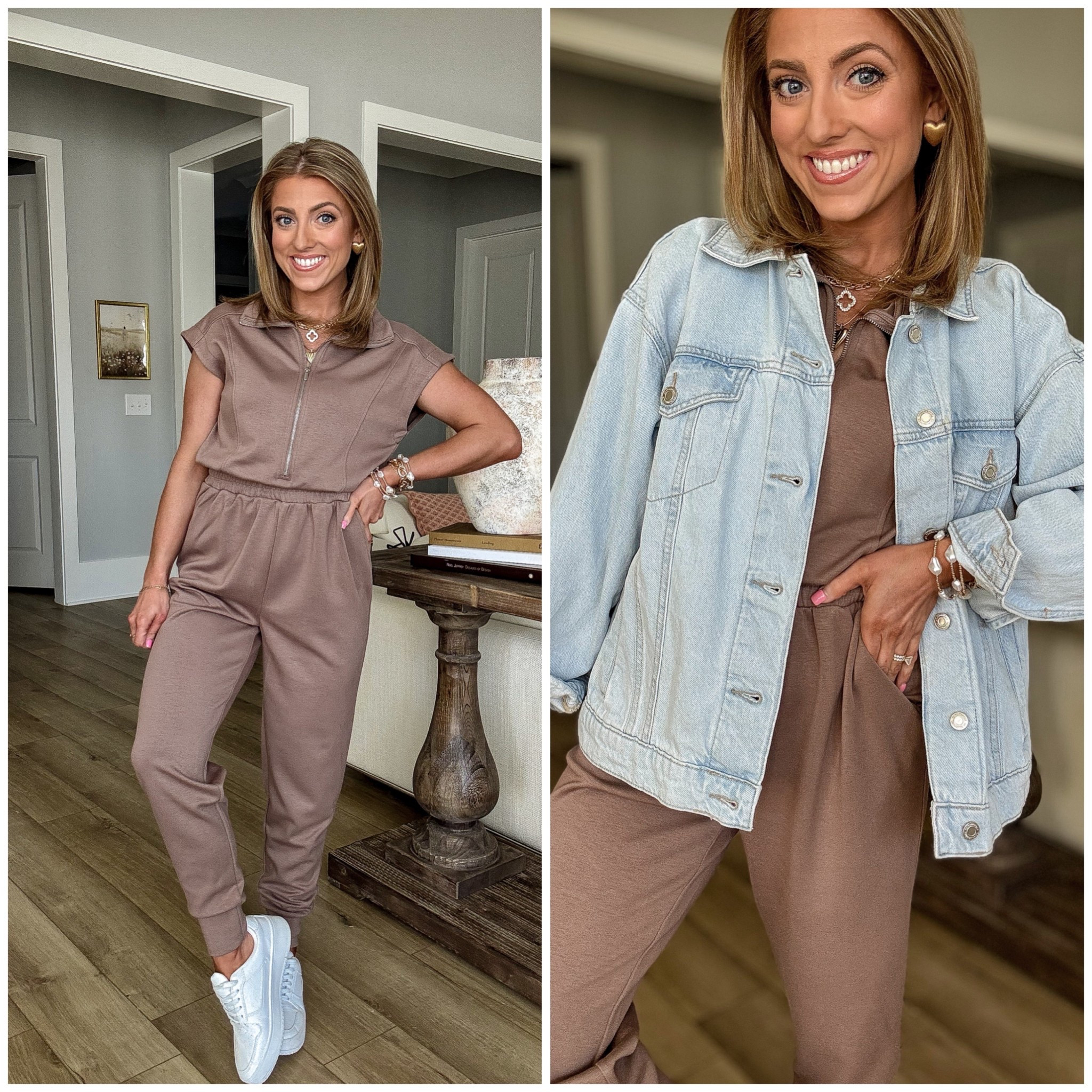 This new Walmart Scubaknit jumpsuit is the definition of cute and comfy 🙌
The fabric is buttery soft with just the right amount of stretch, making it perfect for all-day wear while still looking put together. I love the relaxed fit, elastic waist, and jogger-style leg — effortless and flattering at the same time.

Layered with this Walmart oversized denim jacket for an easy, everyday look that works for school drop-off, travel days, errands, casual weekends, or running around town. This is one of those outfits you’ll reach for over and over because it feels like loungewear but looks styled.

Affordable, versatile, and so wearable — Walmart keeps delivering the best comfort-first fashion finds 🙌

Everything is true to size, budget-friendly, and linked.

#walmartfashion #walmartstyle #walmartfinds #walmartoutfit #scubaknit #walmartjumpsuit #affordablefashion #budgetfriendlyfashion #everydayoutfit #casualchic #momstyle #traveloutfit #layeredlook #walmartnewarrivals #ootd