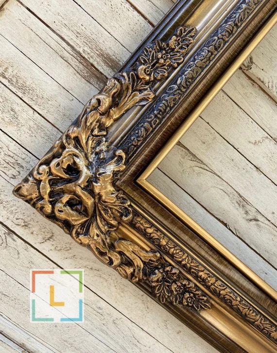 Traditional compo XL ornate corners wood frame Vintage Gold | Etsy | Etsy (US)