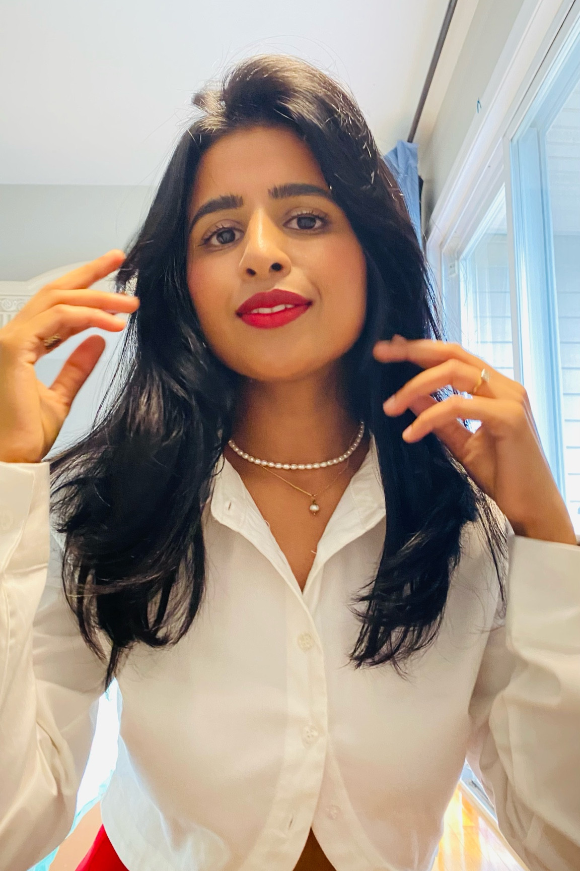 Festive makeup/red lips/blush/eyeshadow/eyeliner/mascara/full coverage spf foundation/

#LTKbeauty #LTKparties #LTKHolidaySale