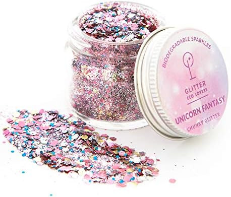 Unicorn Fantasy biodegradable chunky eco glitter (15m/8g) by Glitter Eco Lovers. Pretty pink eco-... | Amazon (US)