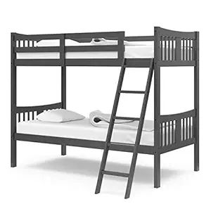 Storkcraft Caribou Solid Hardwood Twin Bunk Bed with Ladder and Safety Rail, Gray | Amazon (US)