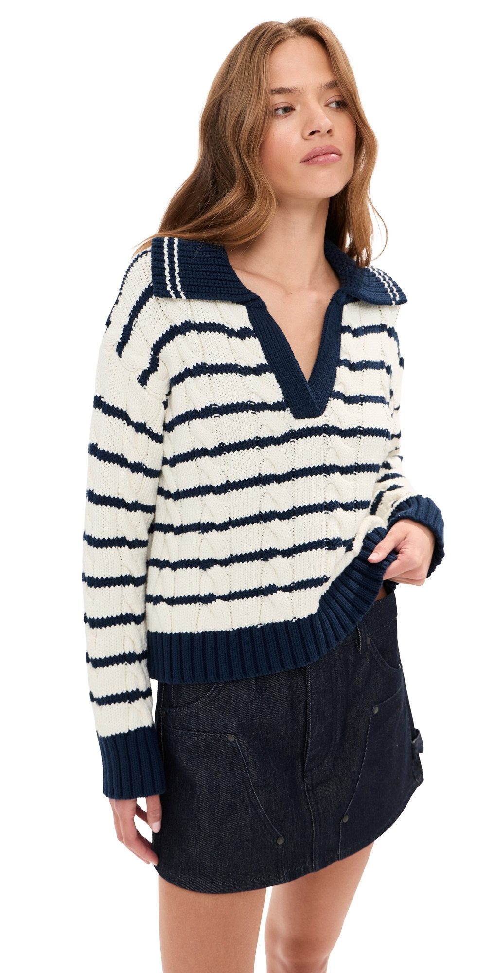 LE BOP Logan Polo Sweater Ivory Multi XL | Shopbop