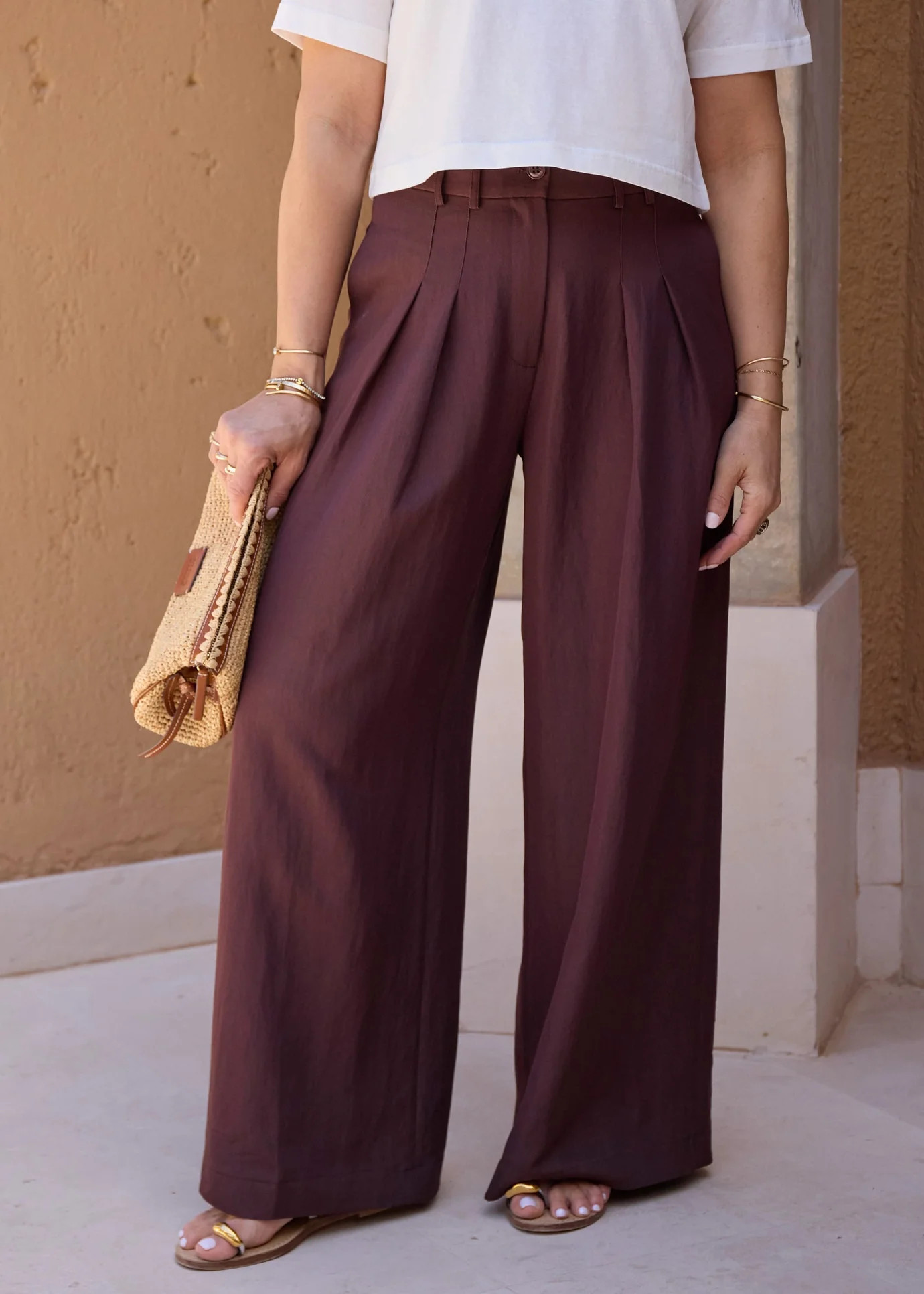THE SIGNATURE WIDE LEG TROUSER - WARM BROWN | WAT The Brand