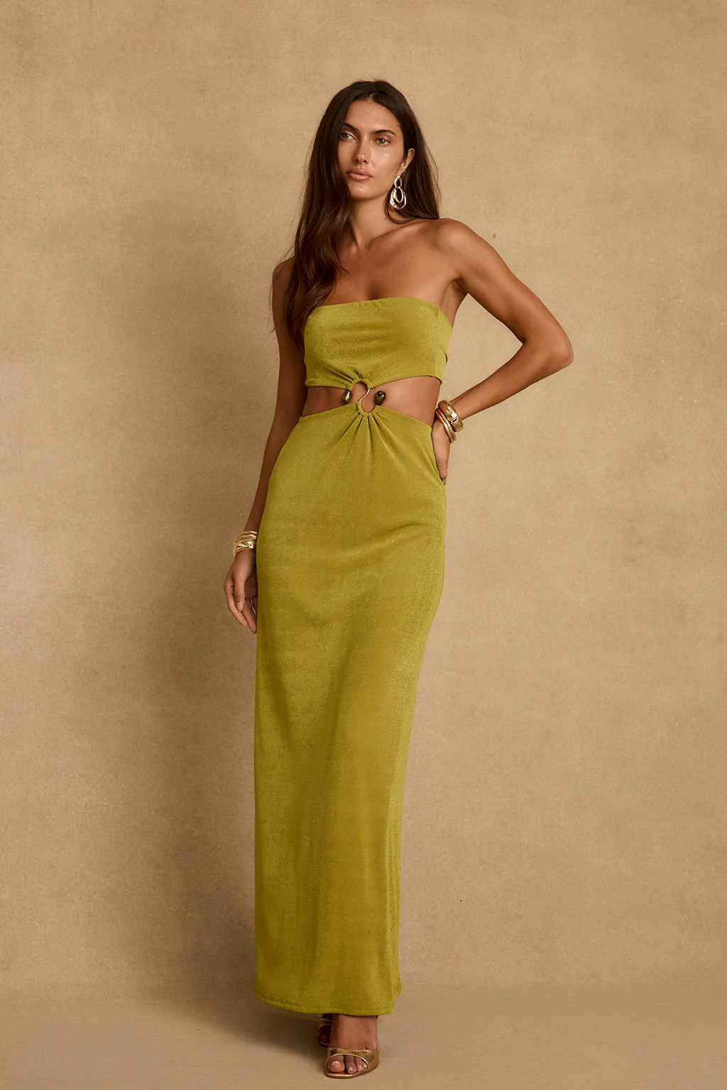 Sunspell Chartreuse Strapless Maxi Dress | 12th Tribe
