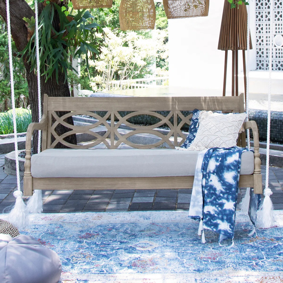 Ilisa Mahogany Wood Porch Swing Bed | Wayfair North America