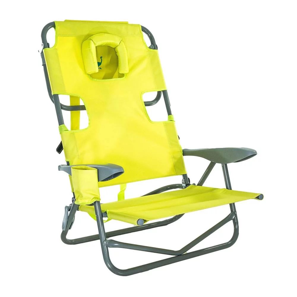 Ostrich On-Your-Back Outdoor Lounge 5 Position Reclining Beach Chair, Green | Walmart (US)