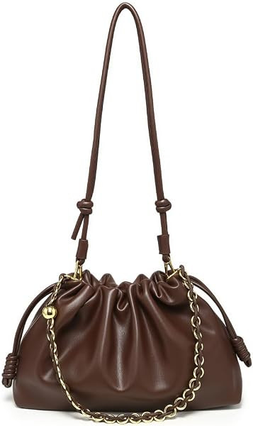 Women\u2019s Pleated Drawstring Shoulder Crossbody Bags Vegan Leather Evening Clutch Handbags Clo... | Amazon (US)