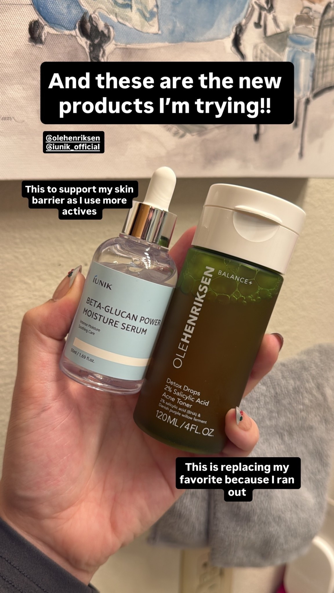 And these are the new products I’m trying!! @olehenriksen @iunik_official  This is replacing my favorite because I ran out  This to support my skin barrier as I use more actives