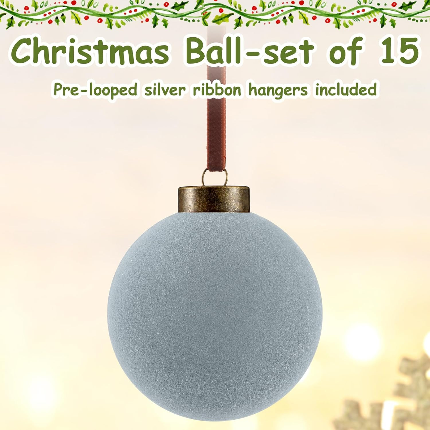 Liliful 15 Pcs Velvet Christmas Balls Bulk Flocked Christmas Tree Ball Ornaments Plastic Balls Xm... | Amazon (US)