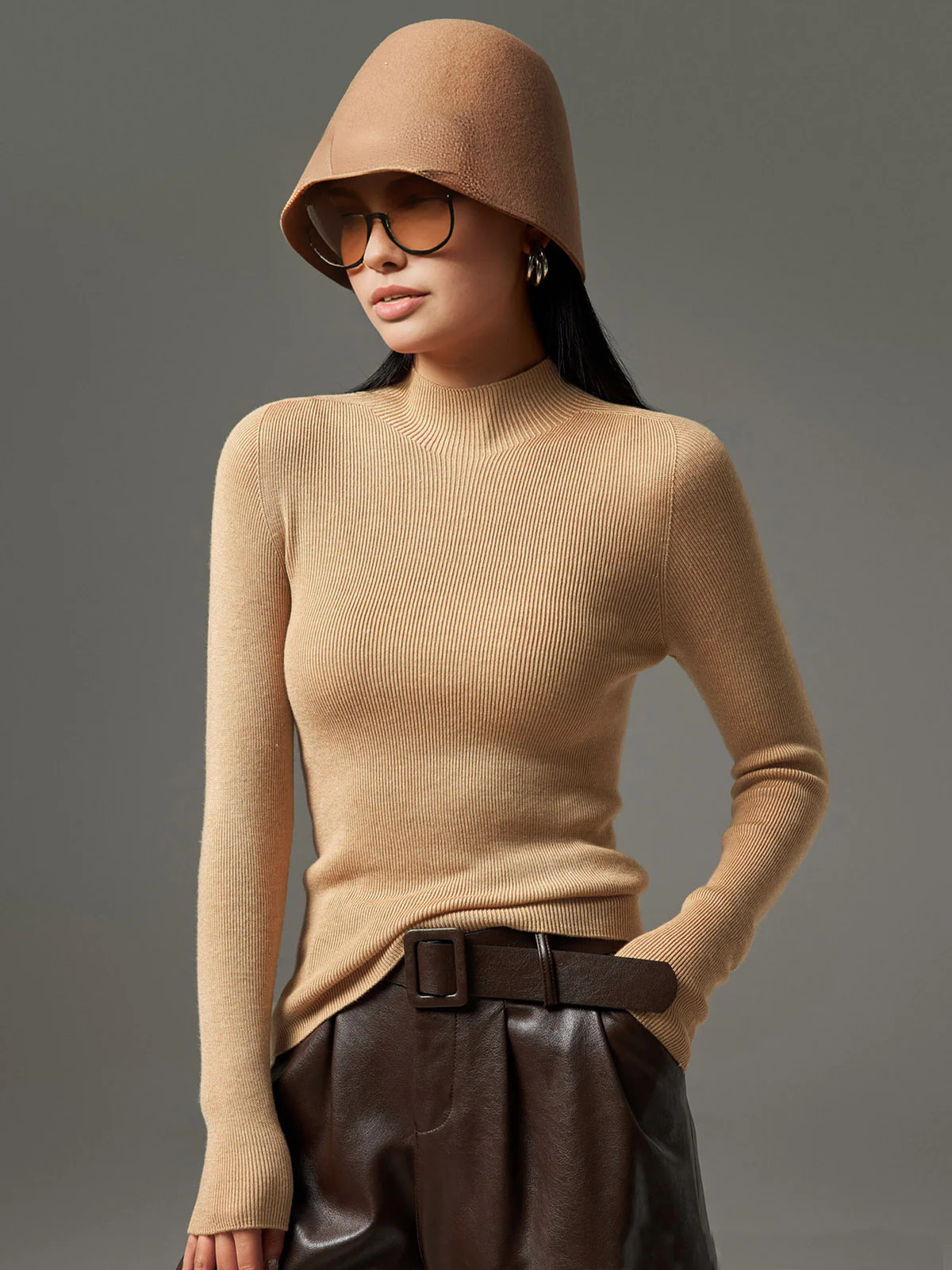 Mock Neck High Stretch Sweater | Commense