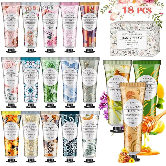VESPRO 18 Pack Plant Fragrance Hand Cream, Moisturizing Hand Care Cream Gift Set,Mini Hand Lotion... | Amazon (US)