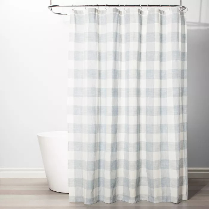 Gingham Checkered Shower Curtain Borage Blue - Threshold™ | Target