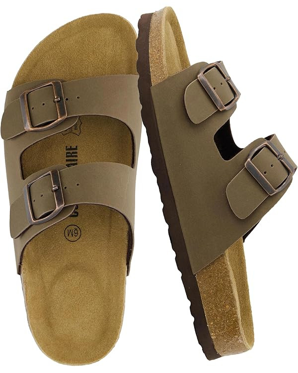CUSHIONAIRE Lane Cork Footbed Sandals for Women – Comfortable Double Buckle Slip-On with Genuin... | Amazon (US)