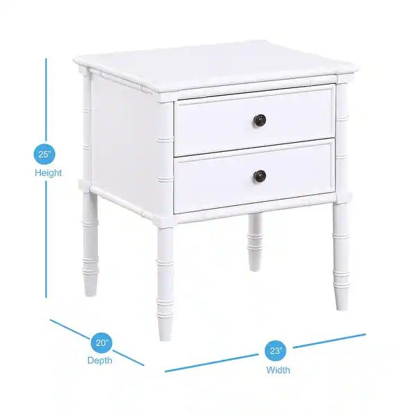 Ettington Carved Bamboo 2-drawer Nightstand by Greyson Living - White | Bed Bath & Beyond
