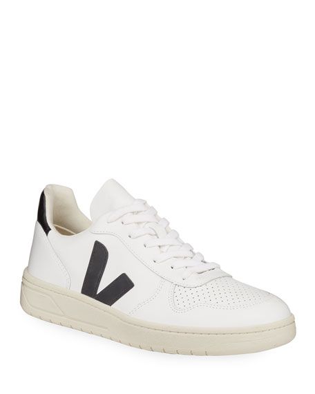 VEJA V 10 Low-Top Leather Tennis Sneakers | Neiman Marcus