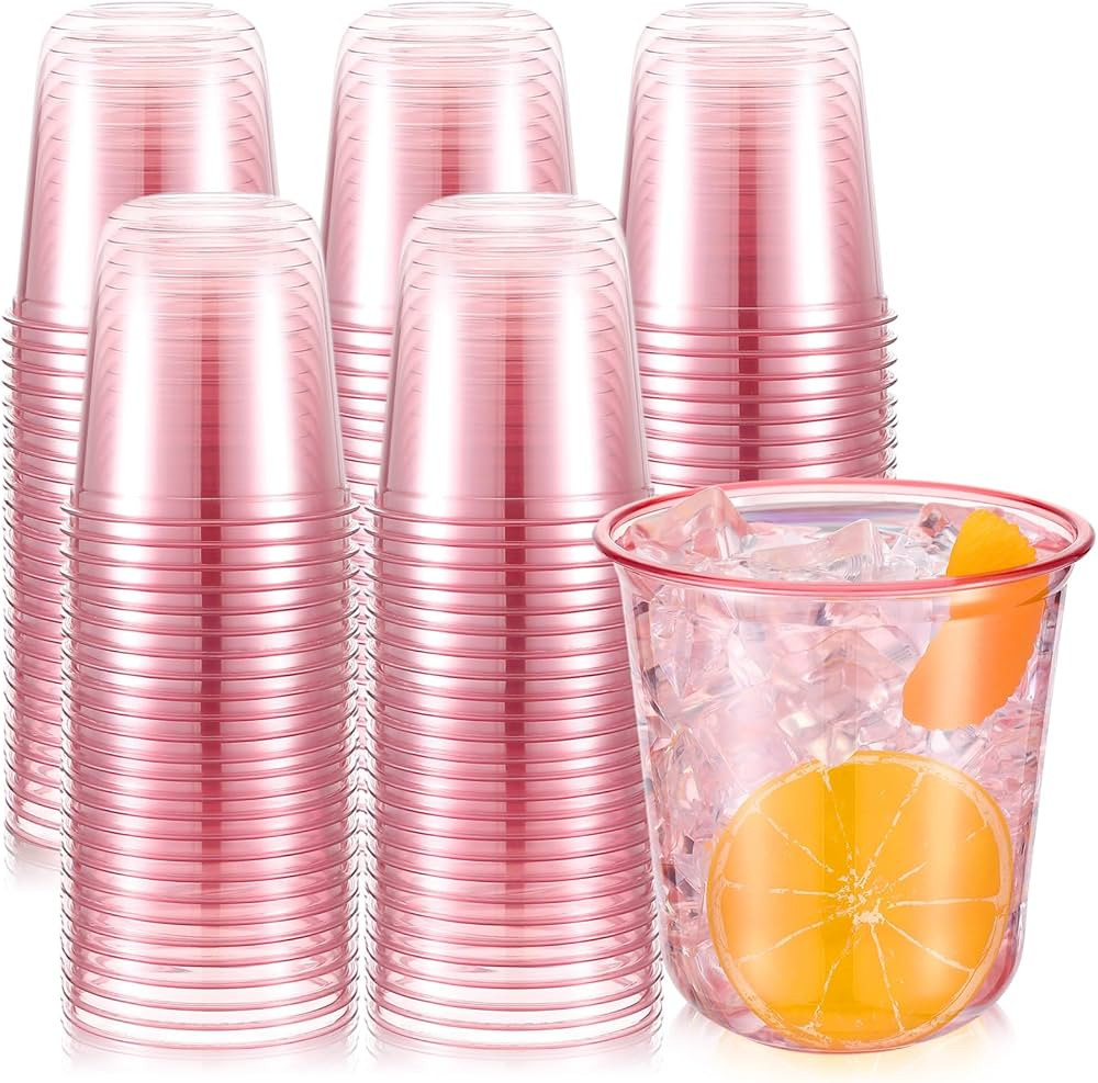 100 Pcs Disposable Stemless Glasses 12oz Crystal Plastic Wine Glasses Clear Classic Pet Cup for M... | Amazon (US)