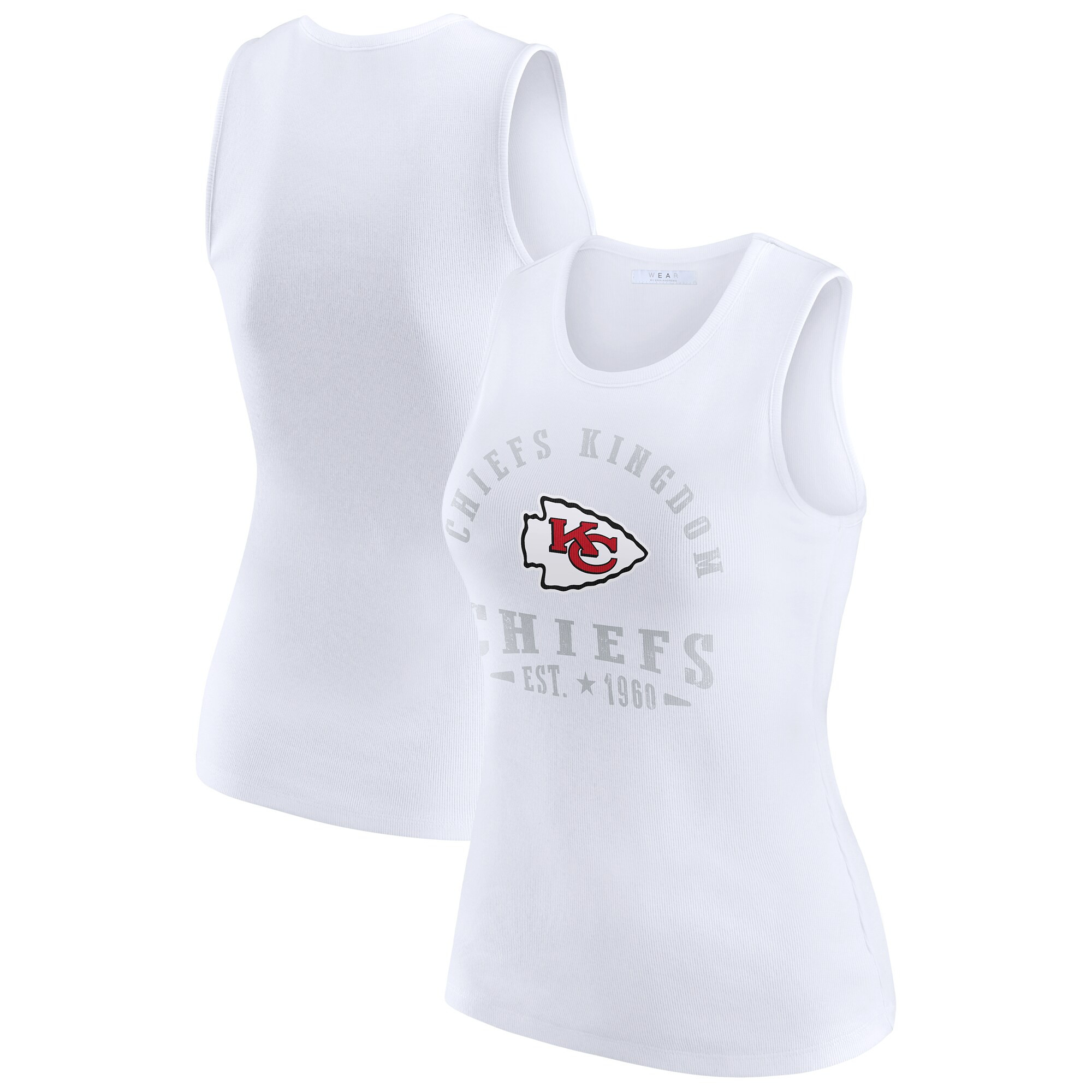 Women's Kansas City Chiefs  WEAR by Erin Andrews White Ribbed Graphic Tank Top | NFL Shop