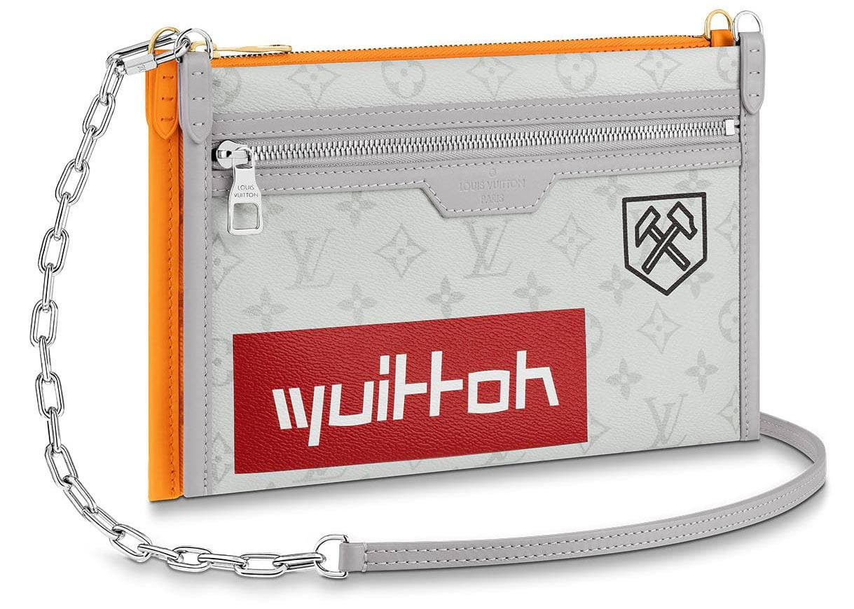 Men's Louis Vuitton Double Flat Messenger Monogram Logo Story in White/Orange | StockX