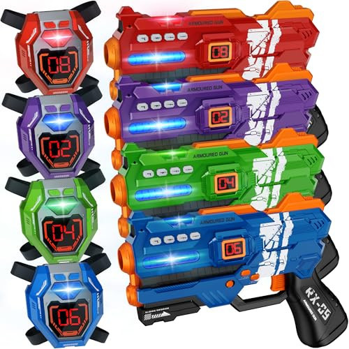 Laser Tag Guns Set of 4 Laser Tag Guns with Digital LED Score Display Vests,Gifts for Teens and Adults Boys & Girls,Adults and Family Fun,Gift for Kids Ages 8 9 10 11 12+Year Old Boy | Amazon (US)
