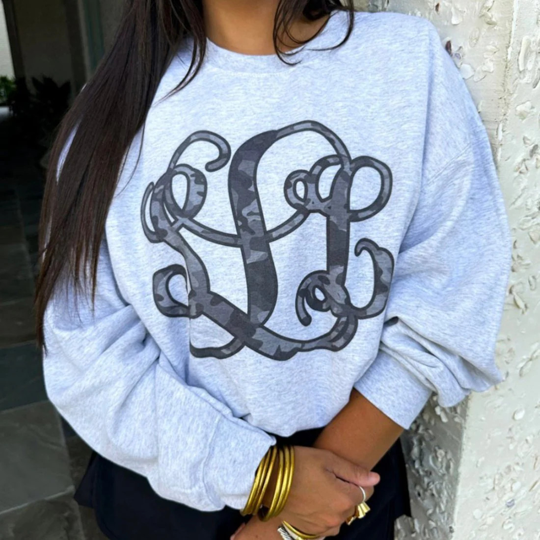 Monogrammed 'Camo' Big Print Crewneck Sweatshirt | United Monograms