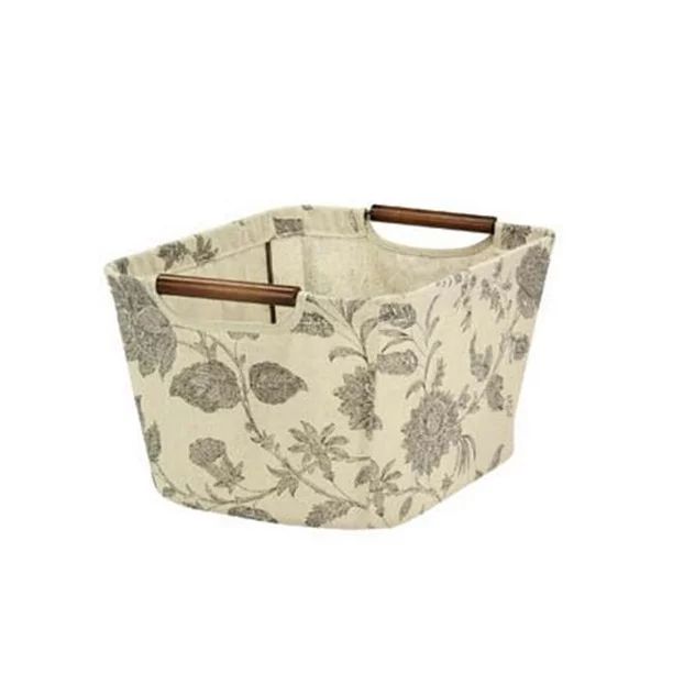 Household Essentials Small Tapered Storage Bin with Wood Handles, Floral | Walmart (US)