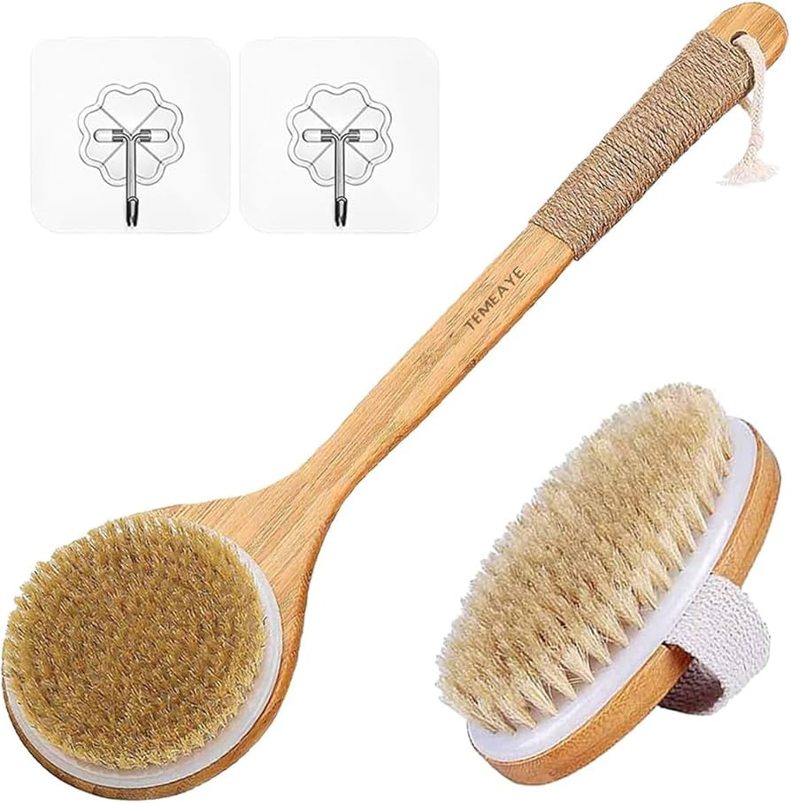 Dry Brushing Body Brush Sets Wooden Handle Combined with Medium Strength Natural Bristles Gentle ... | Amazon (US)