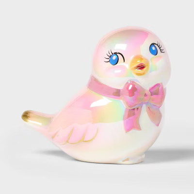 Valentine's Day Ceramic Birds Looking Up Pink with Bow - Spritz™ | Target