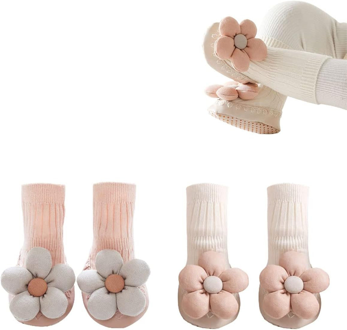 SUITBOY Baby Girls Shoe Socks with Cute Bows 2 Pack Toddler Nonslip Floor Socks with Grip Gift Se... | Amazon (US)