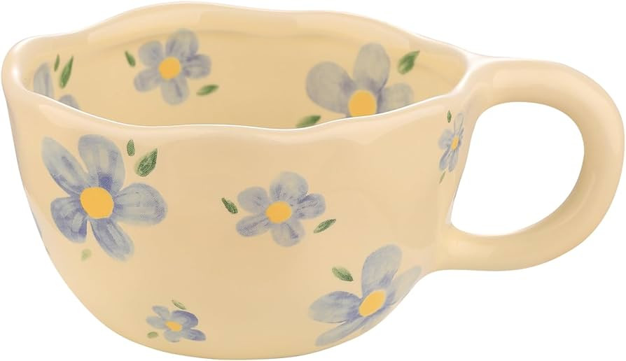 VanEnjoy Ceramic Cup, Cute Coffee Mug, Strawberry Mug, Aesthetic Coffee Mug, Retro Flower Mug, Ce... | Amazon (US)