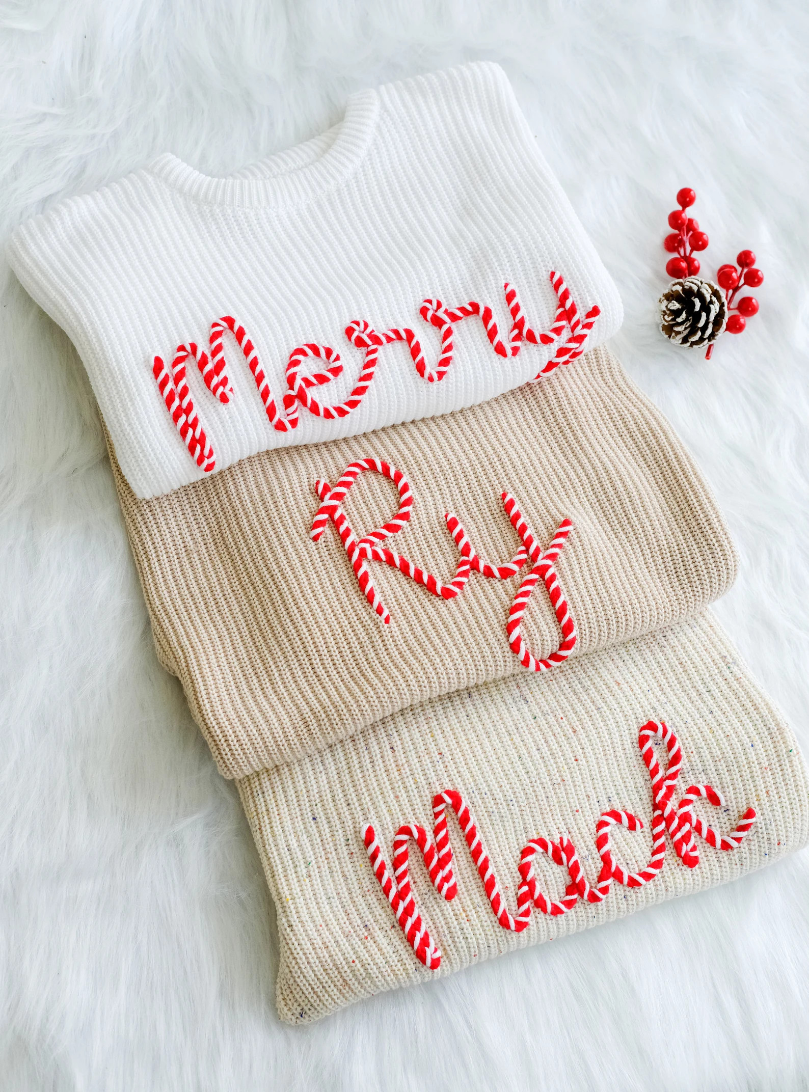 Hand Embroidered Christmas Sweater With Baby Name for Toddler Boys and Girls, Custom Holiday Swea... | Etsy (US)