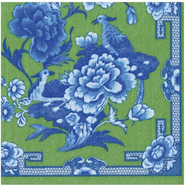 Caspari Green And Blue Plate Paper Cocktail Napkins - 20 Per Package | Amazon (US)