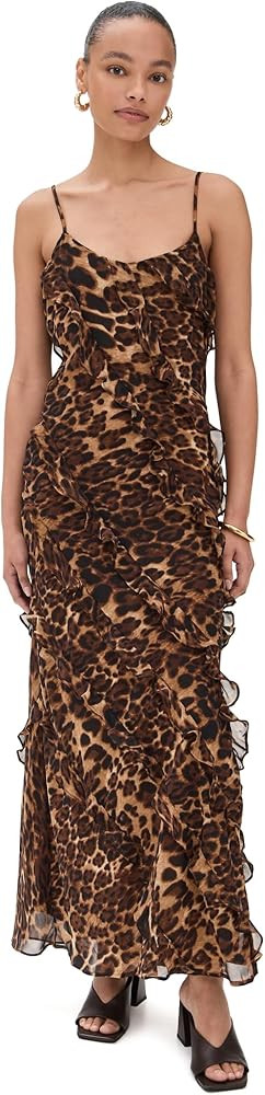 endless rose Women's Animal Print Ruffled Slip Maxi Dress | Amazon (US)