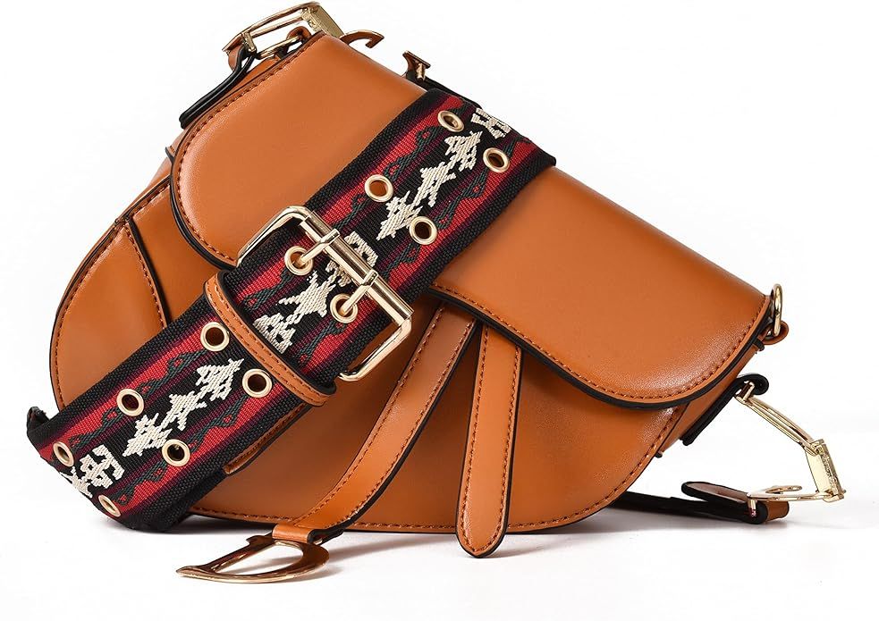 Saddle Bag Vintage Crossbody Bags for Women Satchel Handbags PU leather | Amazon (US)