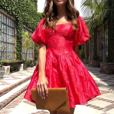 Lost In Amore Puff Sleeve Mini Dress - Red - SALE | VICI