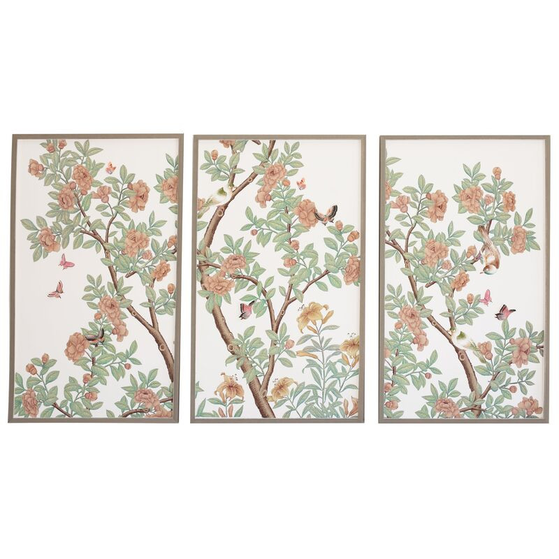 Ariel Okin x Dawn Wolfe, Coral Rose Tree Triptych | One Kings Lane