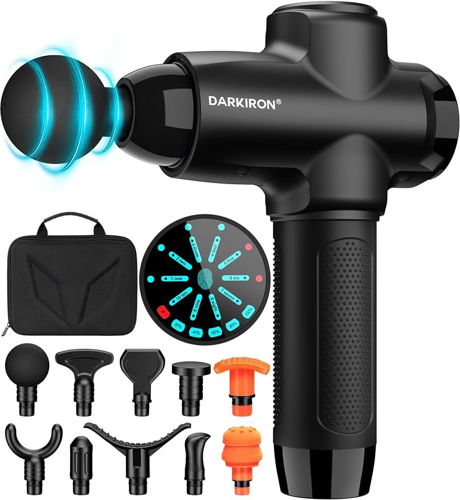 DARKIRON Massage Gun Deep Tissue Muscle Percussion Massager Gun, Electric Back Massagers with 15 Massage Heads Suitable for Any Pain Relief- Black | Amazon (US)