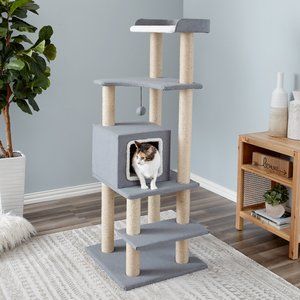 Two By Two The Sequoia 52.1-in Felt Cat Tree & Condo, Grey | Chewy.com