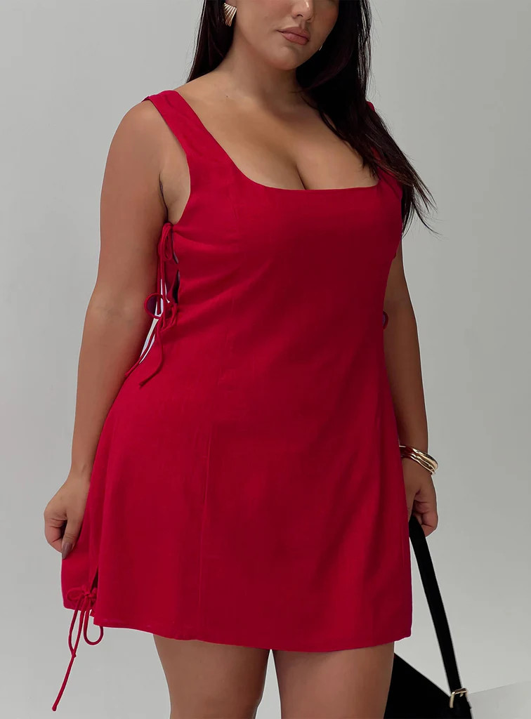 Play It Again Mini Dress Red Curve | Princess Polly US