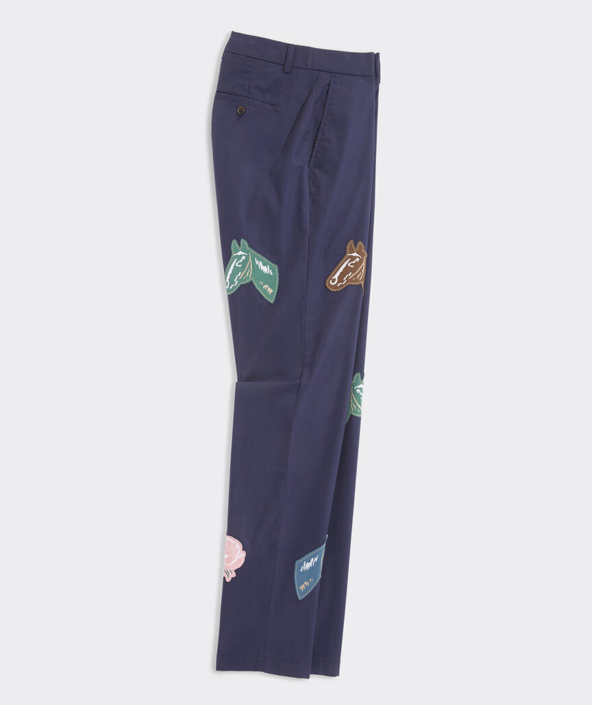 Kentucky Derby Cotton-Linen Roses & Horses Trousers | vineyard vines