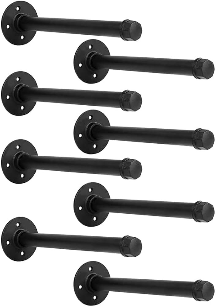 YCCO Industrial Black Iron Pipe Shelf Brackets Wall Mount DIY Shelving Brackets Pipe Decor Wall R... | Amazon (US)