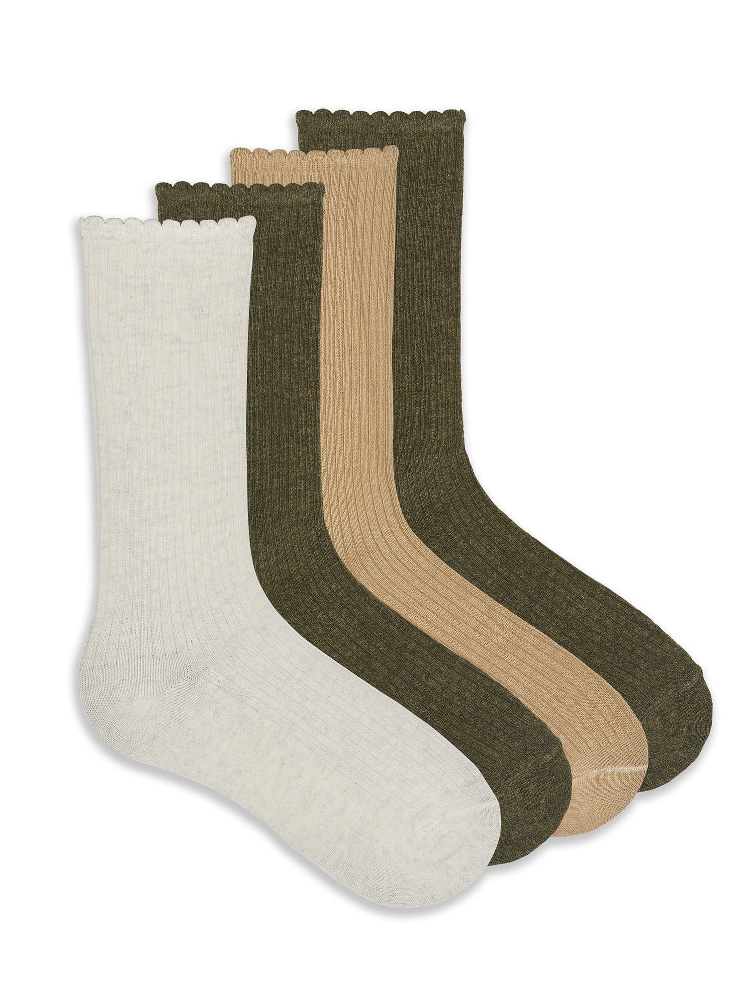 No Nonsense Women's Scallop Pointelle Crew Sock, 4 Pack | Walmart (US)